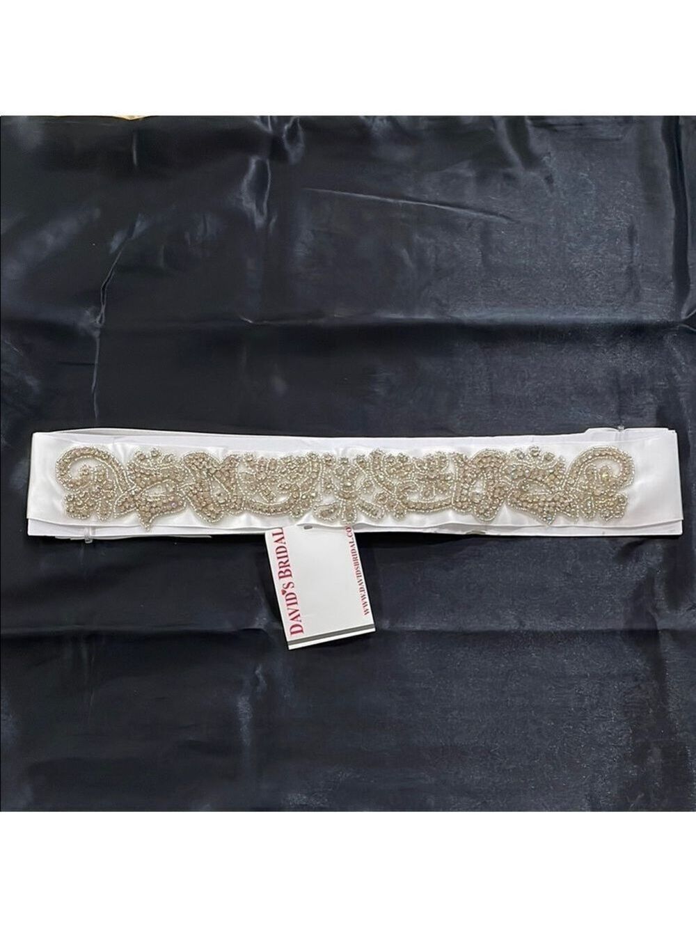 David's Bridal NWT White Heavily Embellished Rhinestone Wedding Dress Sash